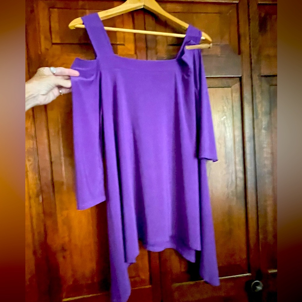 Purple cold shoulder top